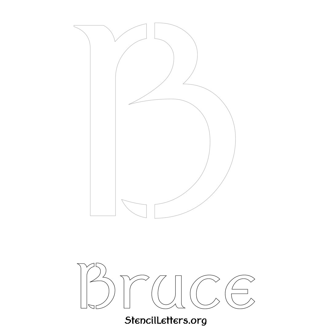 Bruce printable name initial stencil in Ancient Lettering