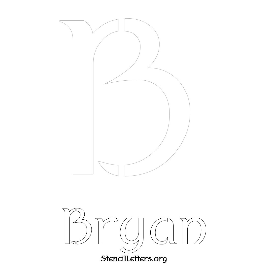 Bryan printable name initial stencil in Ancient Lettering