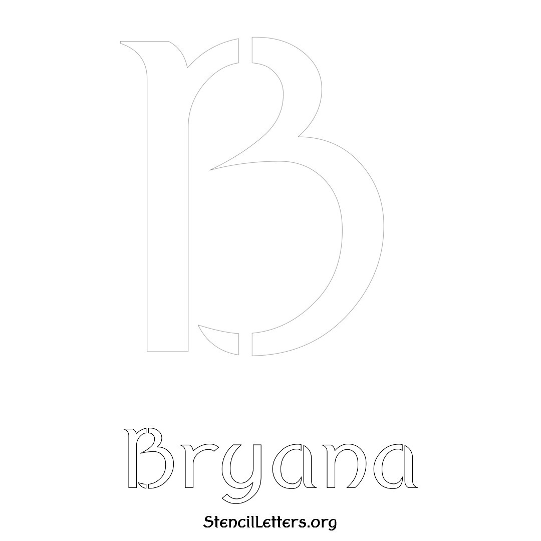 Bryana printable name initial stencil in Ancient Lettering
