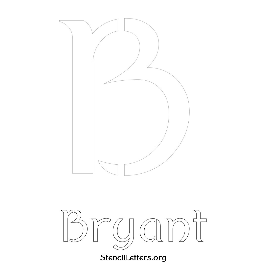 Bryant printable name initial stencil in Ancient Lettering