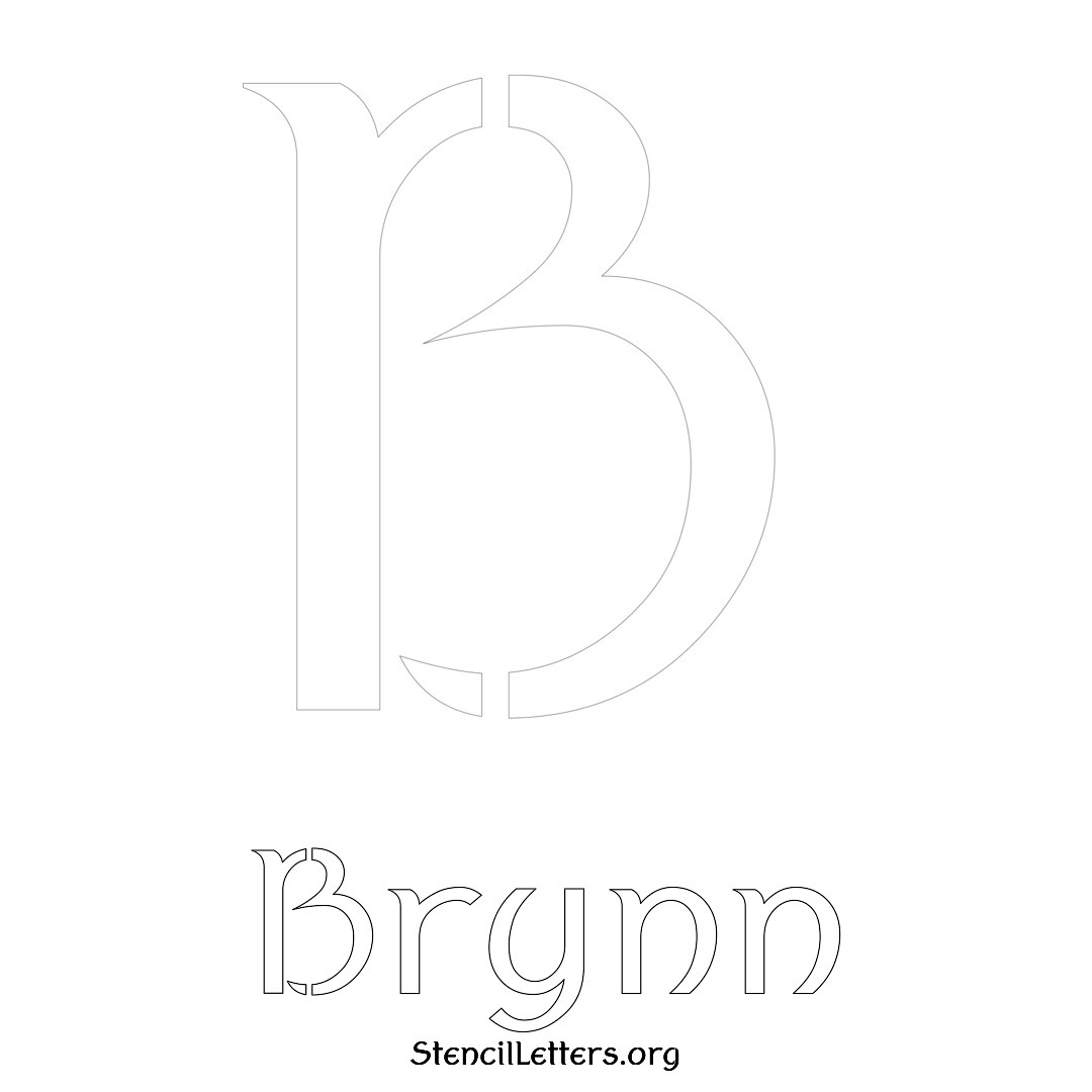 Brynn printable name initial stencil in Ancient Lettering