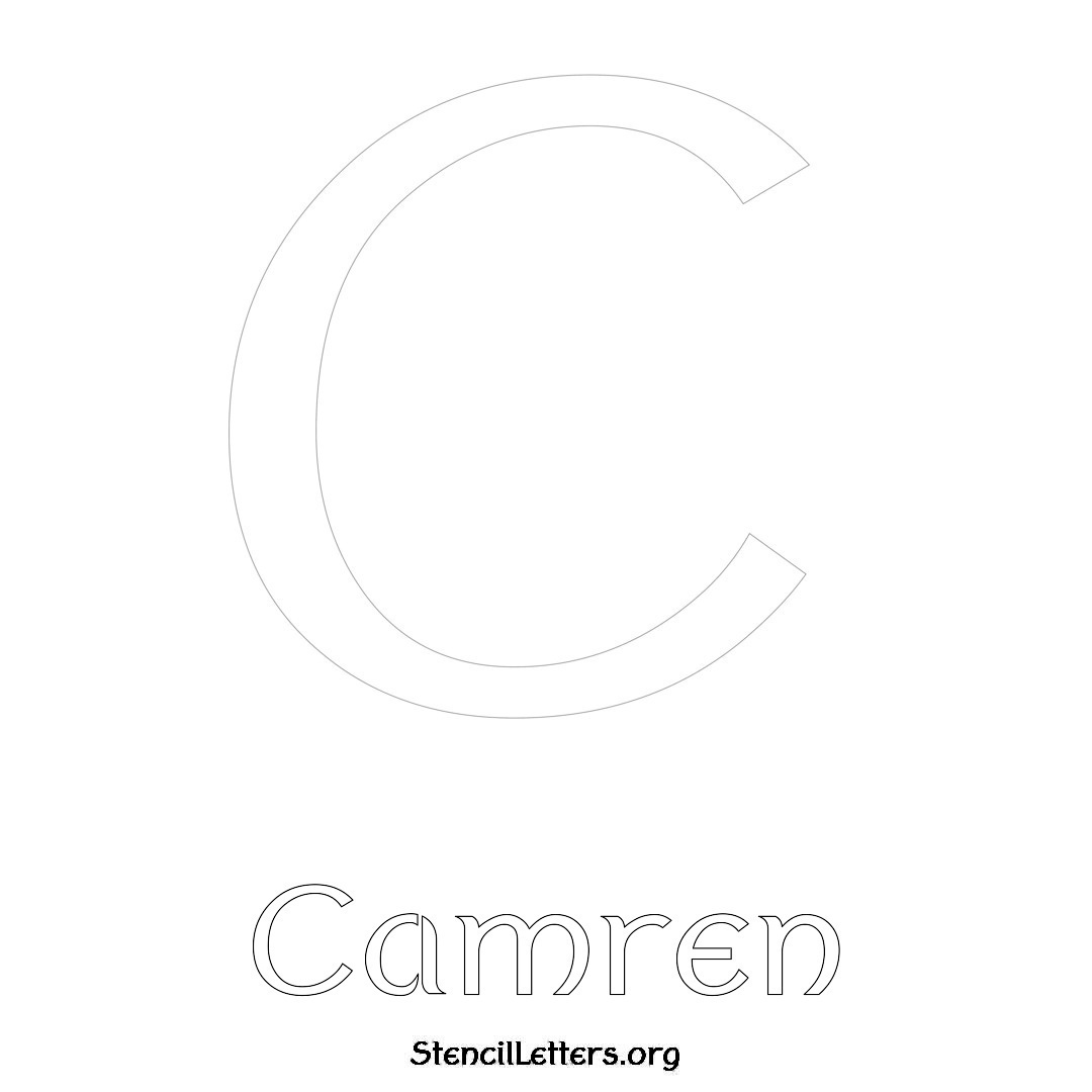 Camren printable name initial stencil in Ancient Lettering