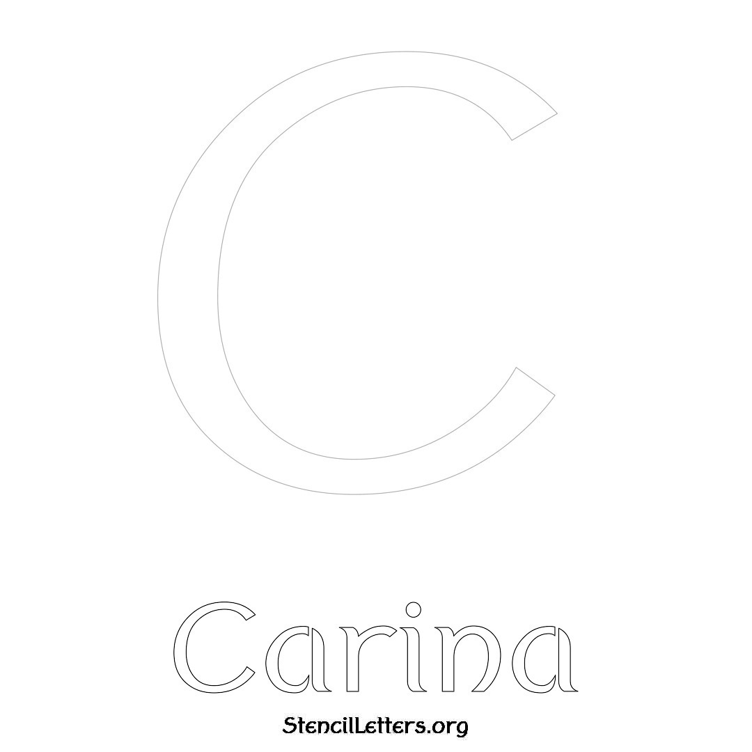 Carina printable name initial stencil in Ancient Lettering