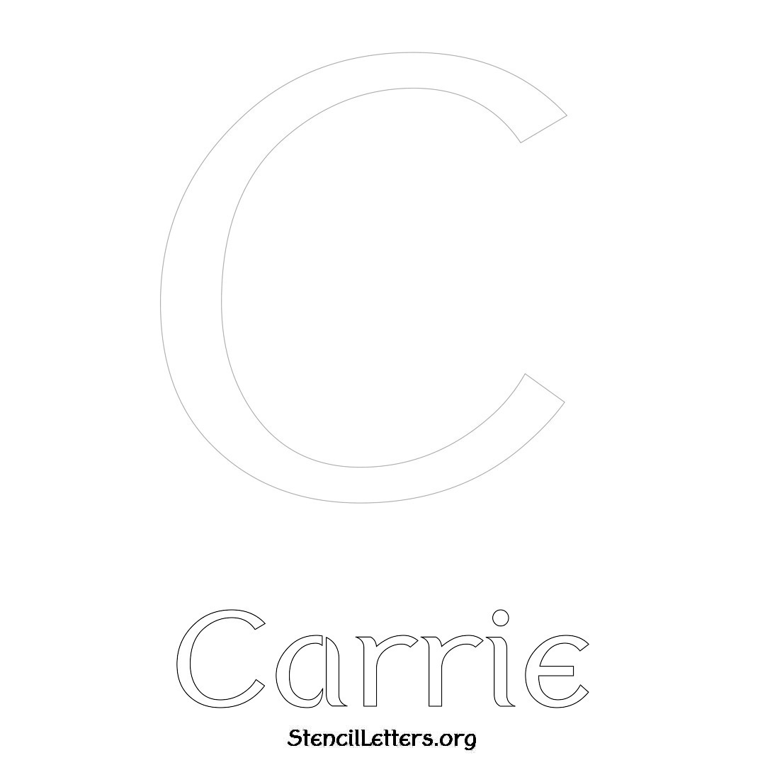 Carrie printable name initial stencil in Ancient Lettering