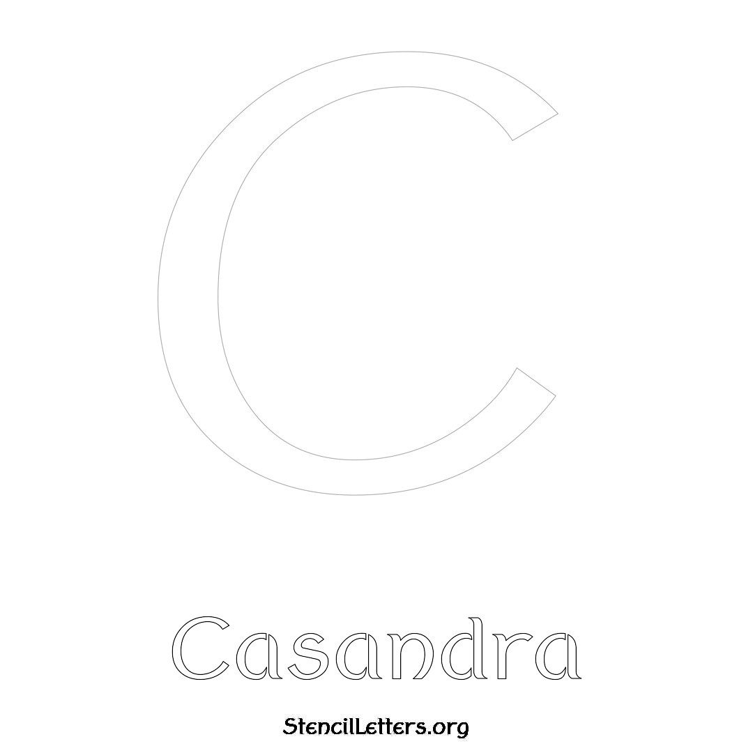 Casandra printable name initial stencil in Ancient Lettering