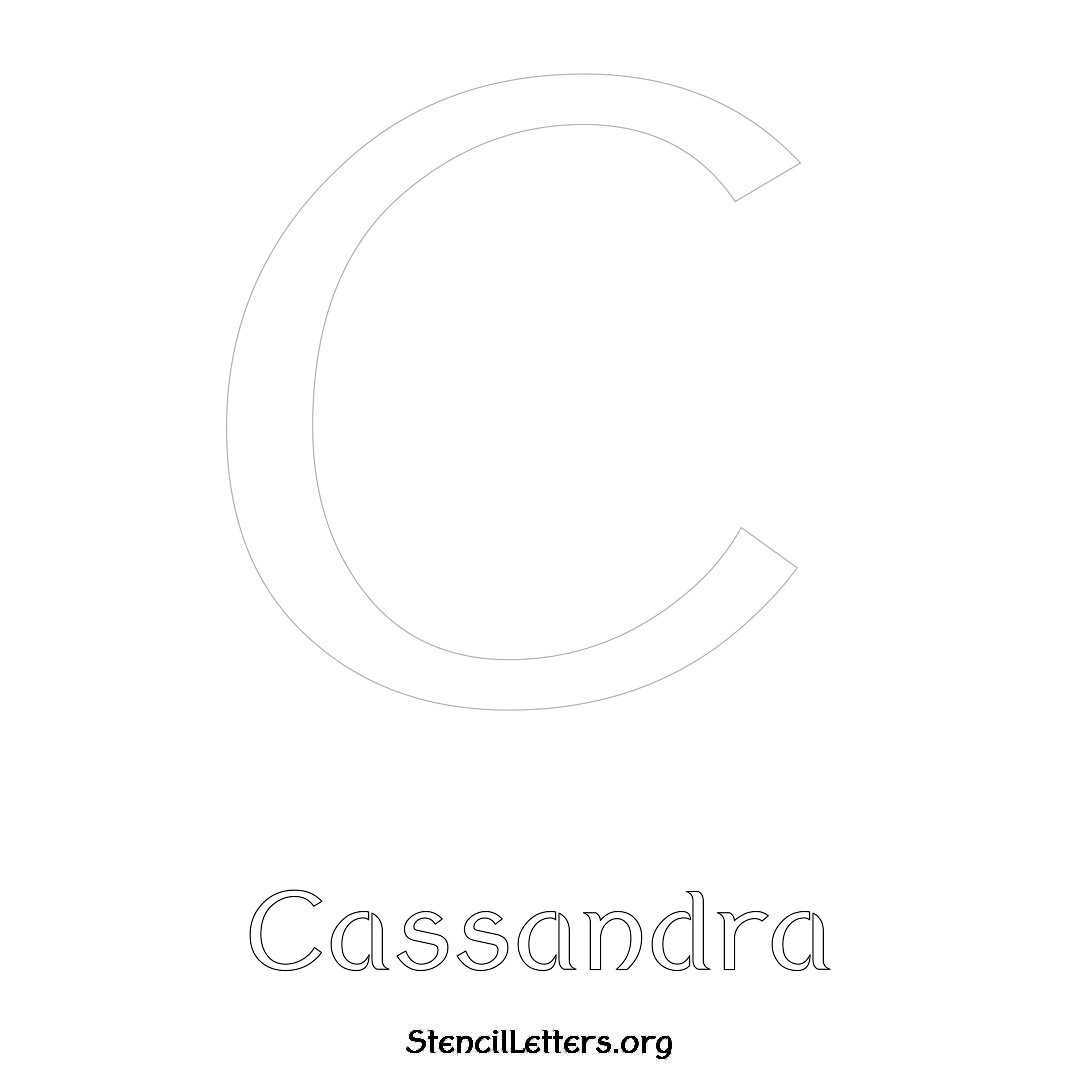 Cassandra printable name initial stencil in Ancient Lettering