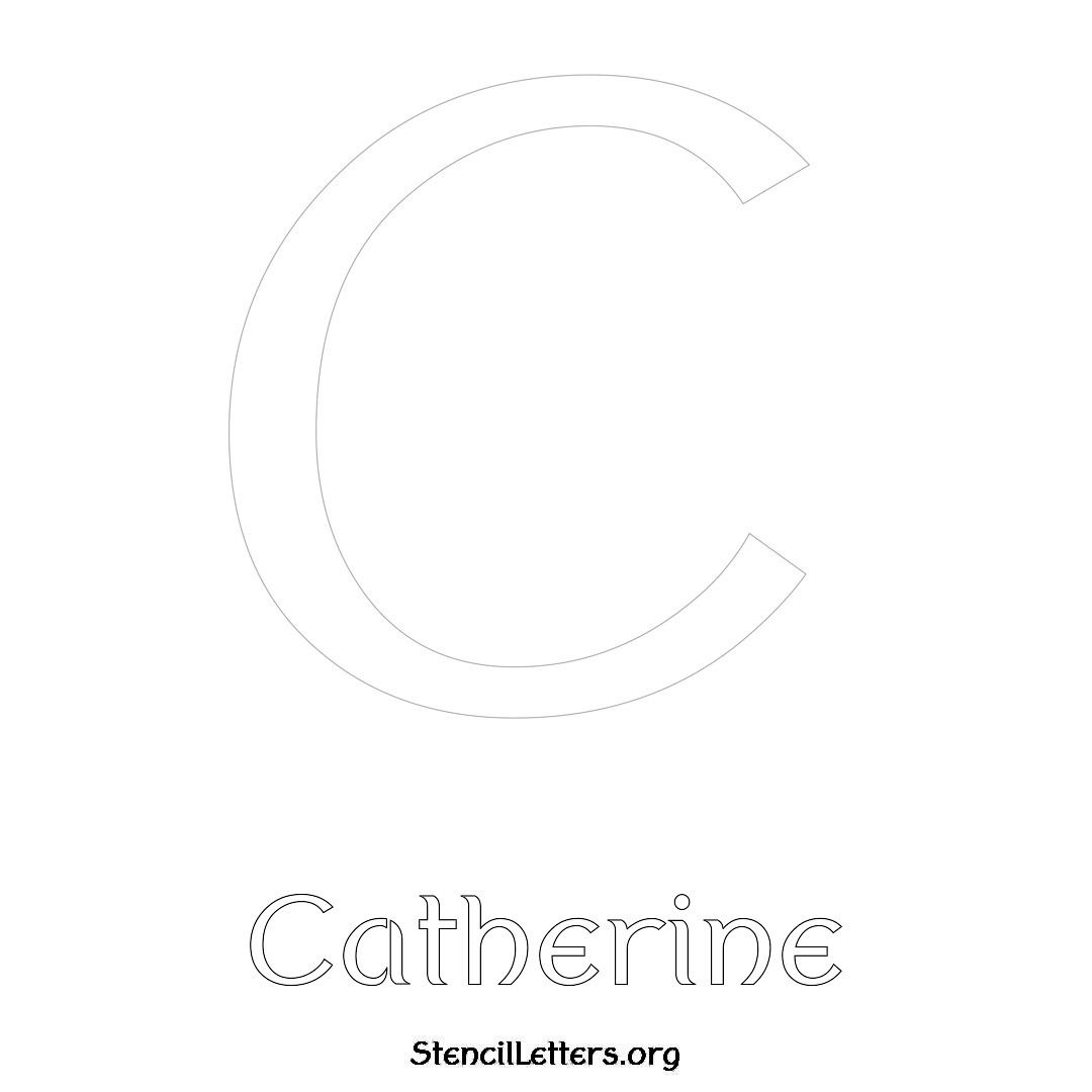 Catherine printable name initial stencil in Ancient Lettering