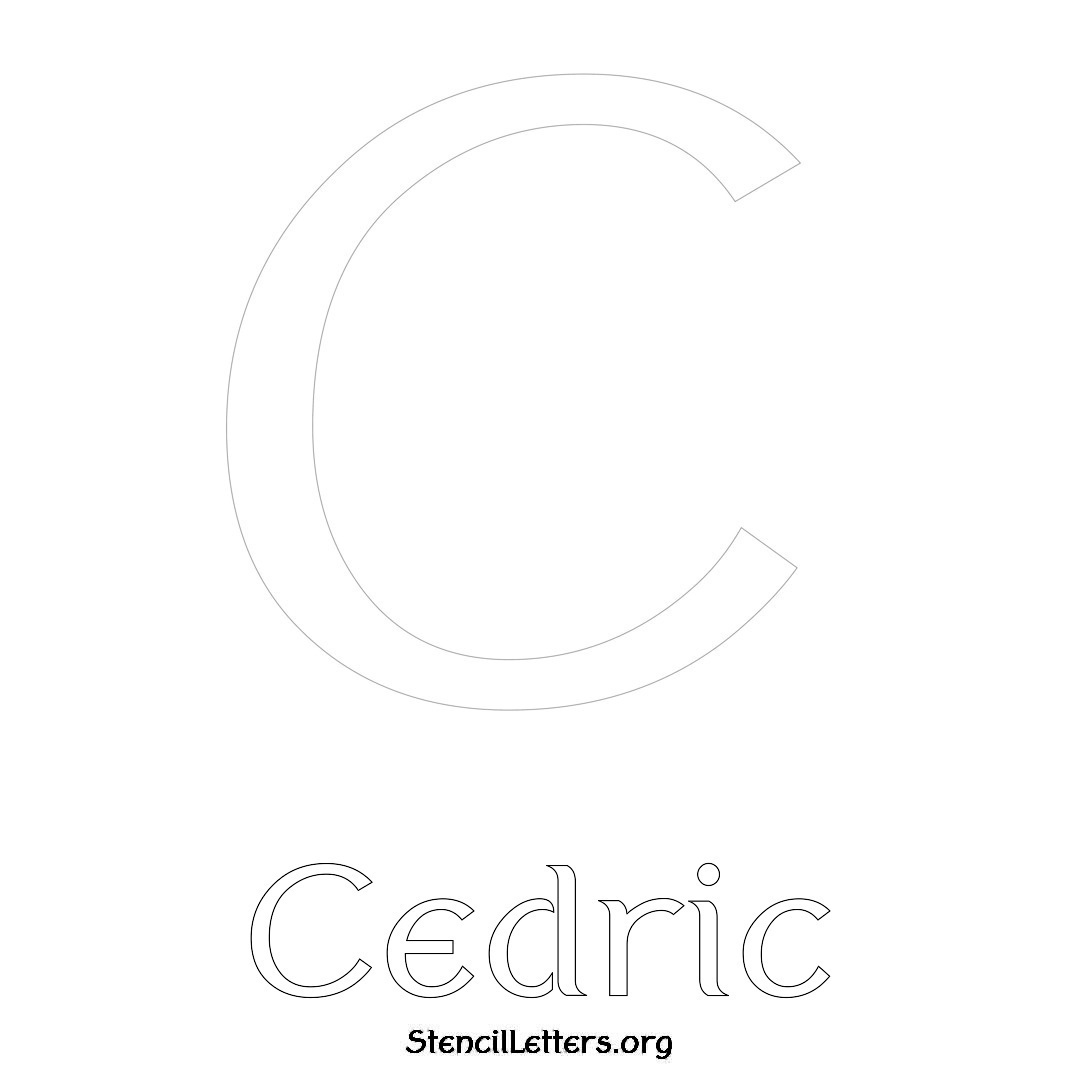 Cedric printable name initial stencil in Ancient Lettering