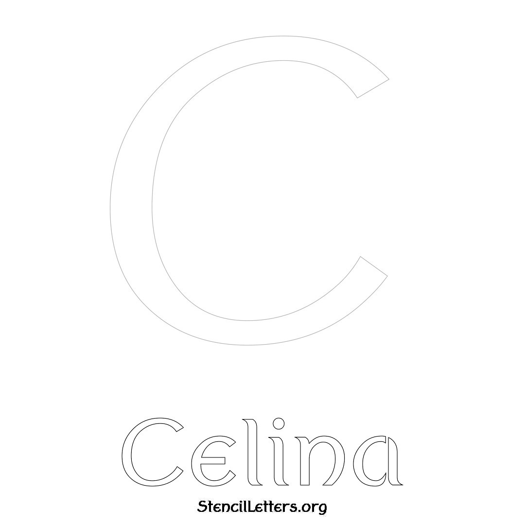 Celina printable name initial stencil in Ancient Lettering