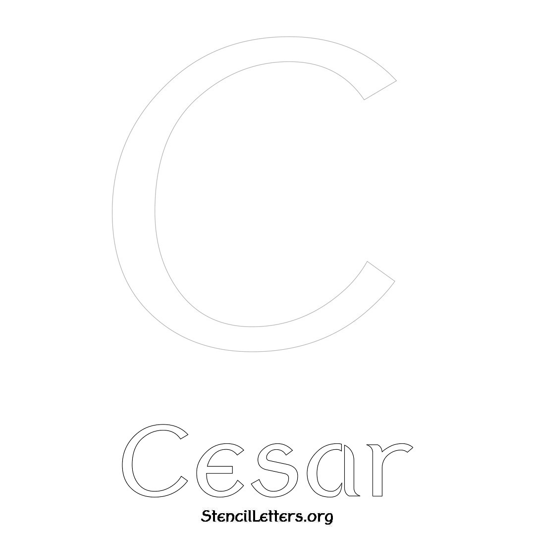 Cesar printable name initial stencil in Ancient Lettering