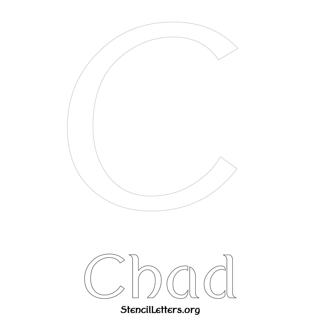 Chad printable name initial stencil in Ancient Lettering