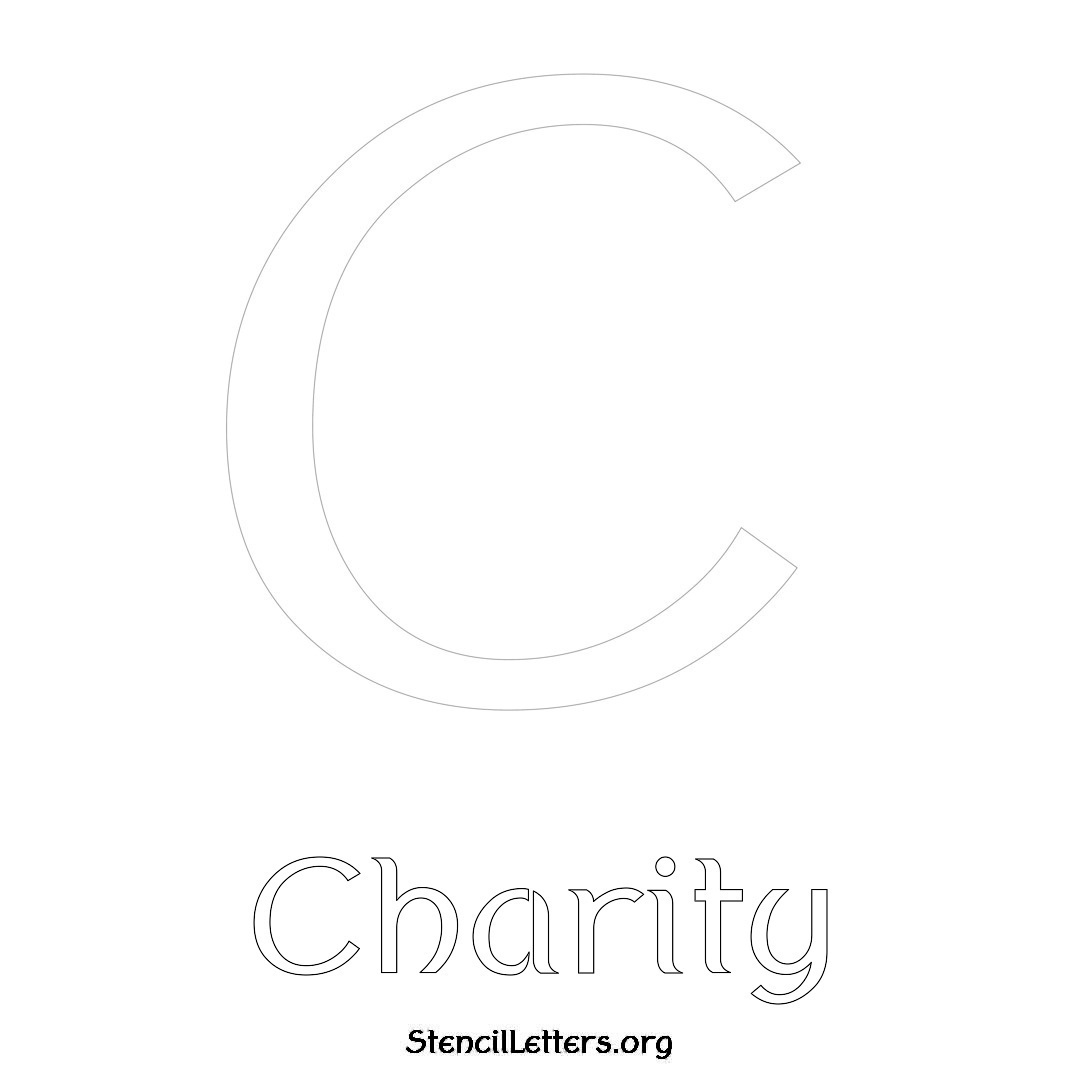 Charity printable name initial stencil in Ancient Lettering