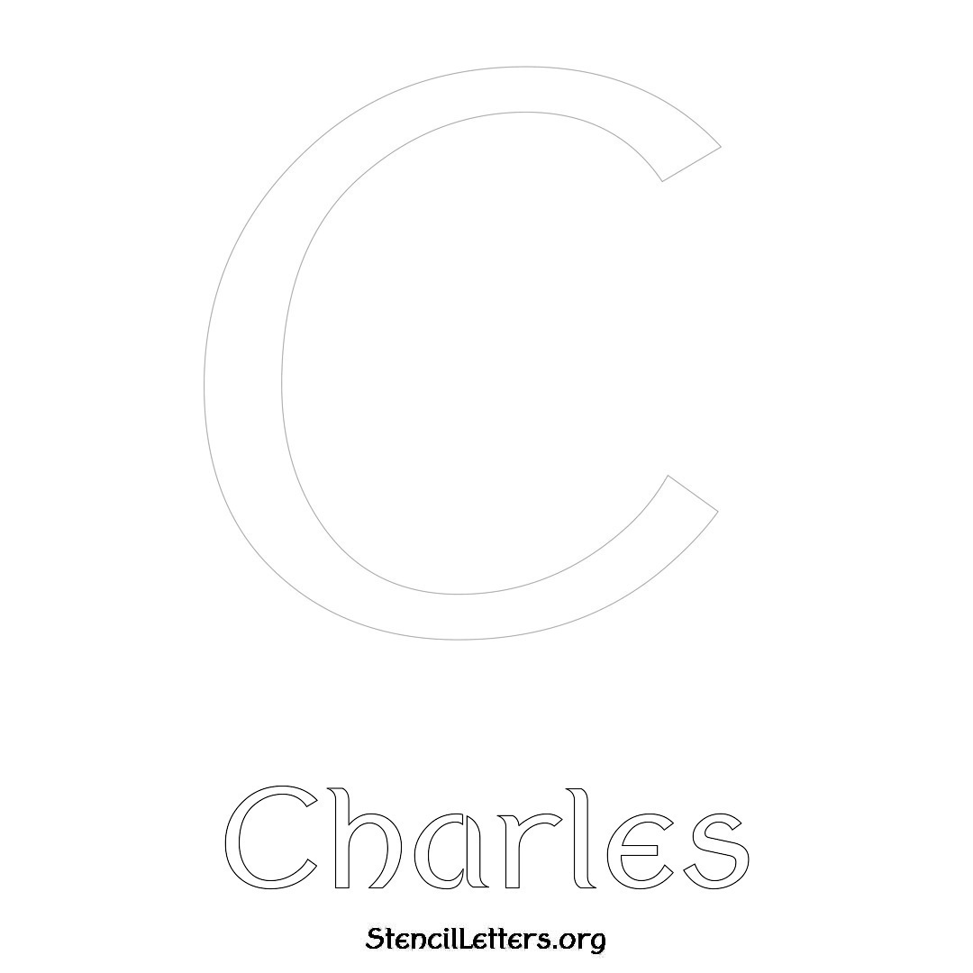 Charles printable name initial stencil in Ancient Lettering