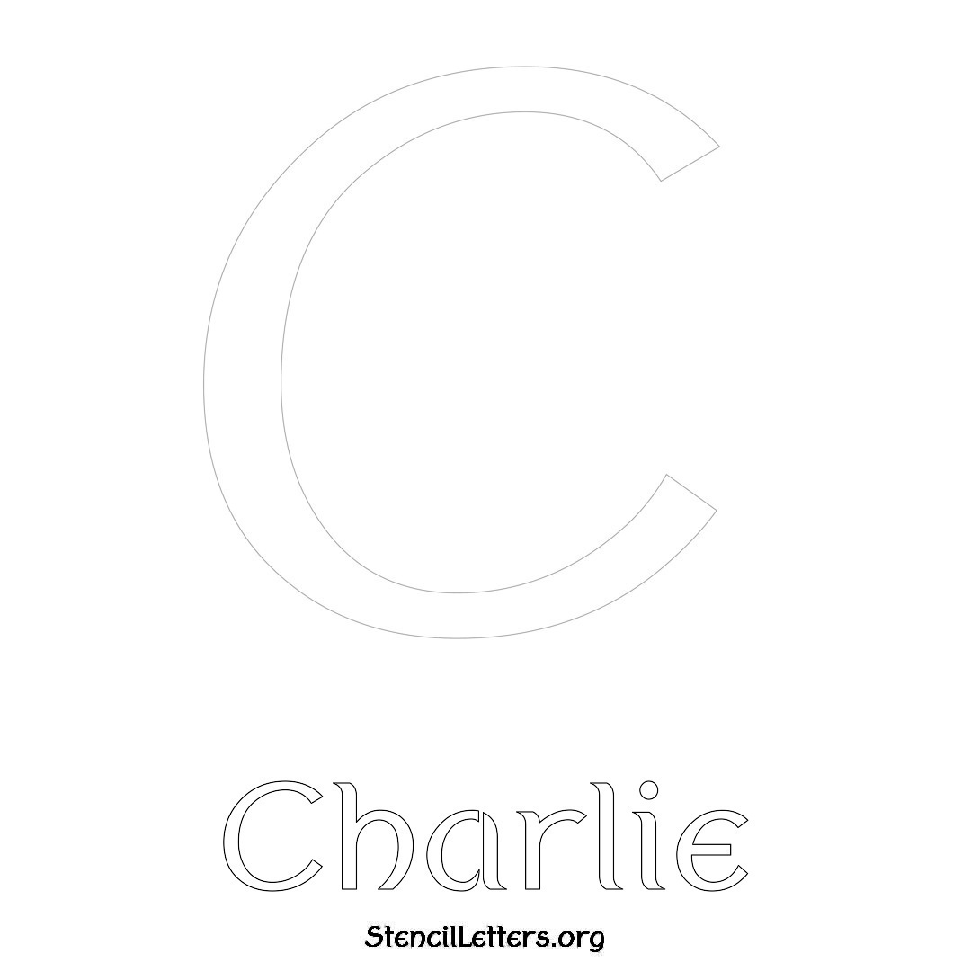 Charlie printable name initial stencil in Ancient Lettering