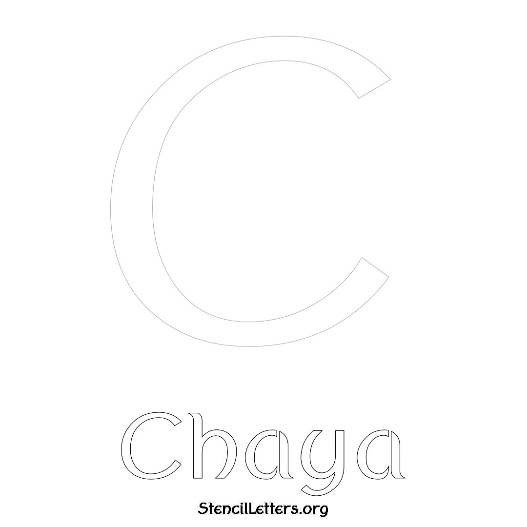 Chaya printable name initial stencil in Ancient Lettering