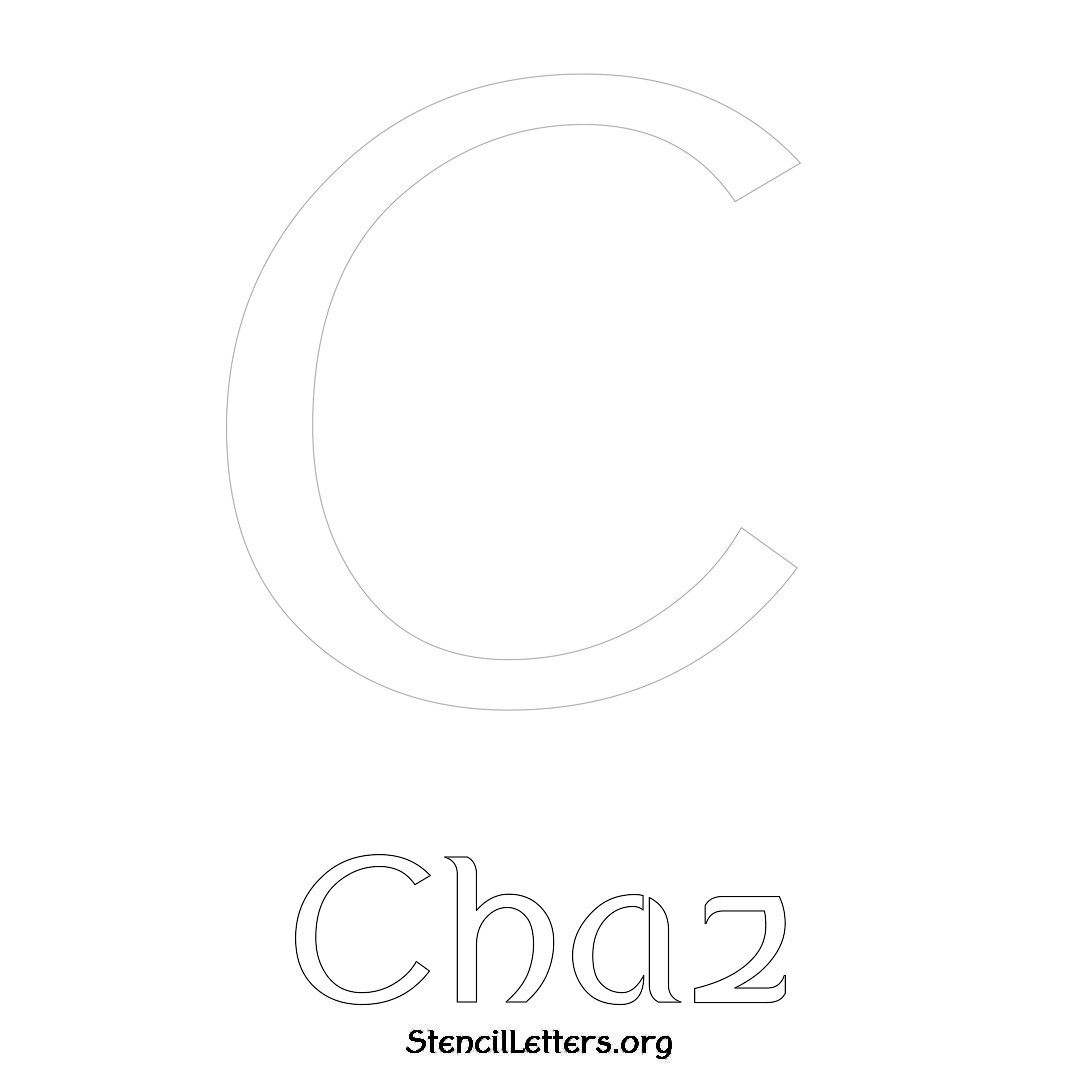 Chaz printable name initial stencil in Ancient Lettering