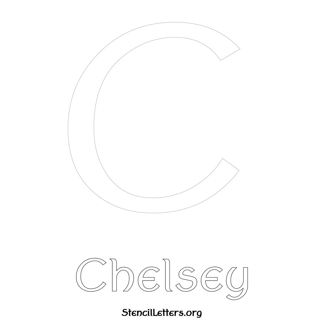 Chelsey printable name initial stencil in Ancient Lettering