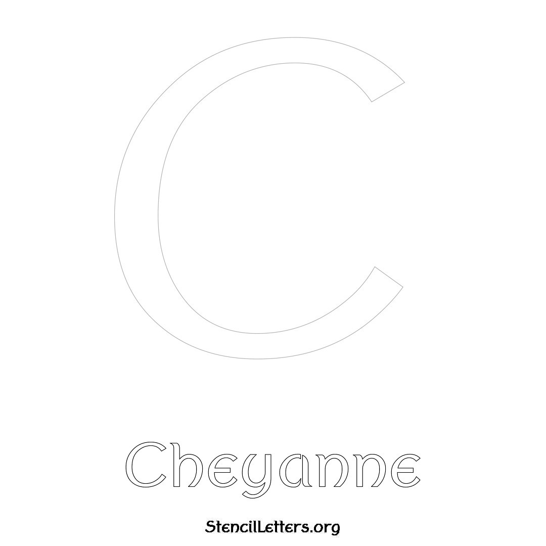 Cheyanne printable name initial stencil in Ancient Lettering