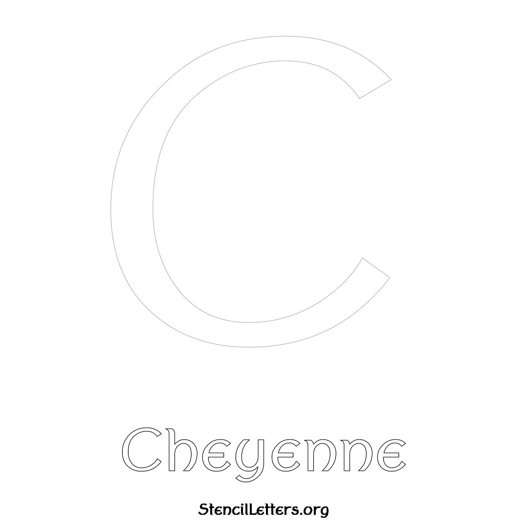 Cheyenne printable name initial stencil in Ancient Lettering