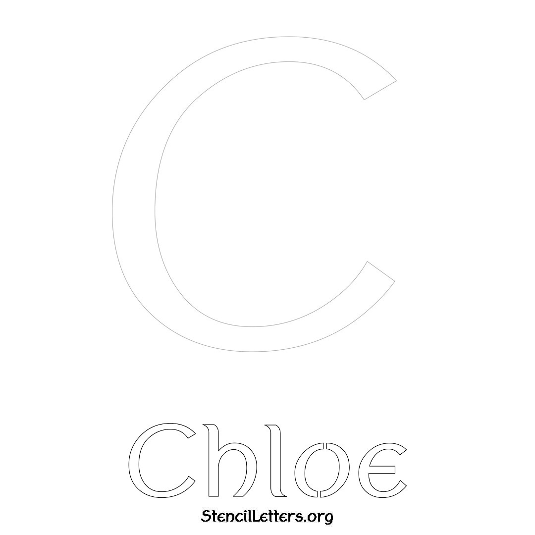 Chloe printable name initial stencil in Ancient Lettering