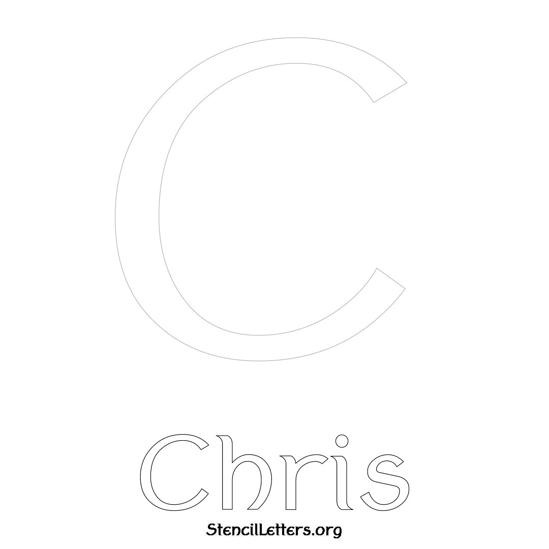 Chris printable name initial stencil in Ancient Lettering