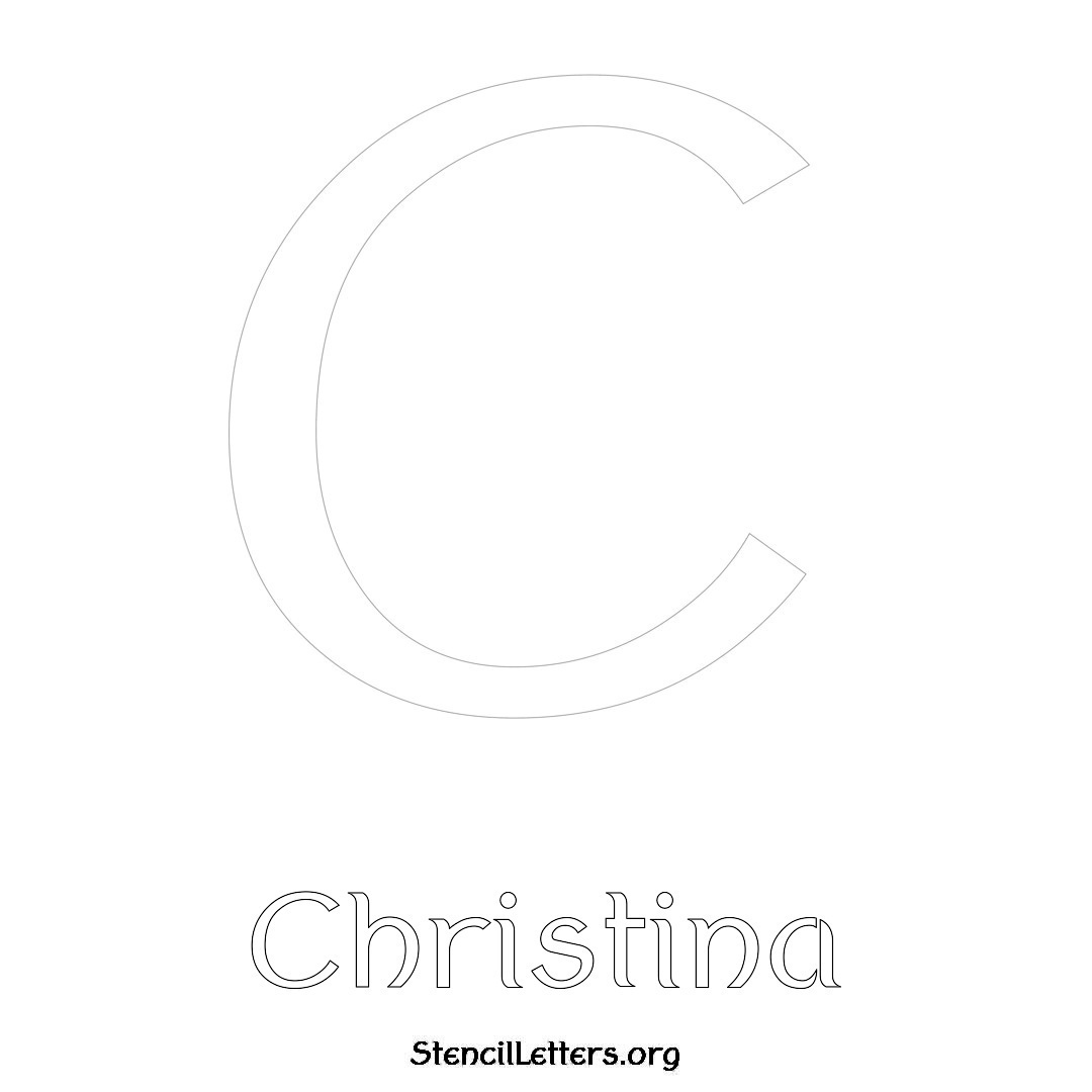 Christina printable name initial stencil in Ancient Lettering