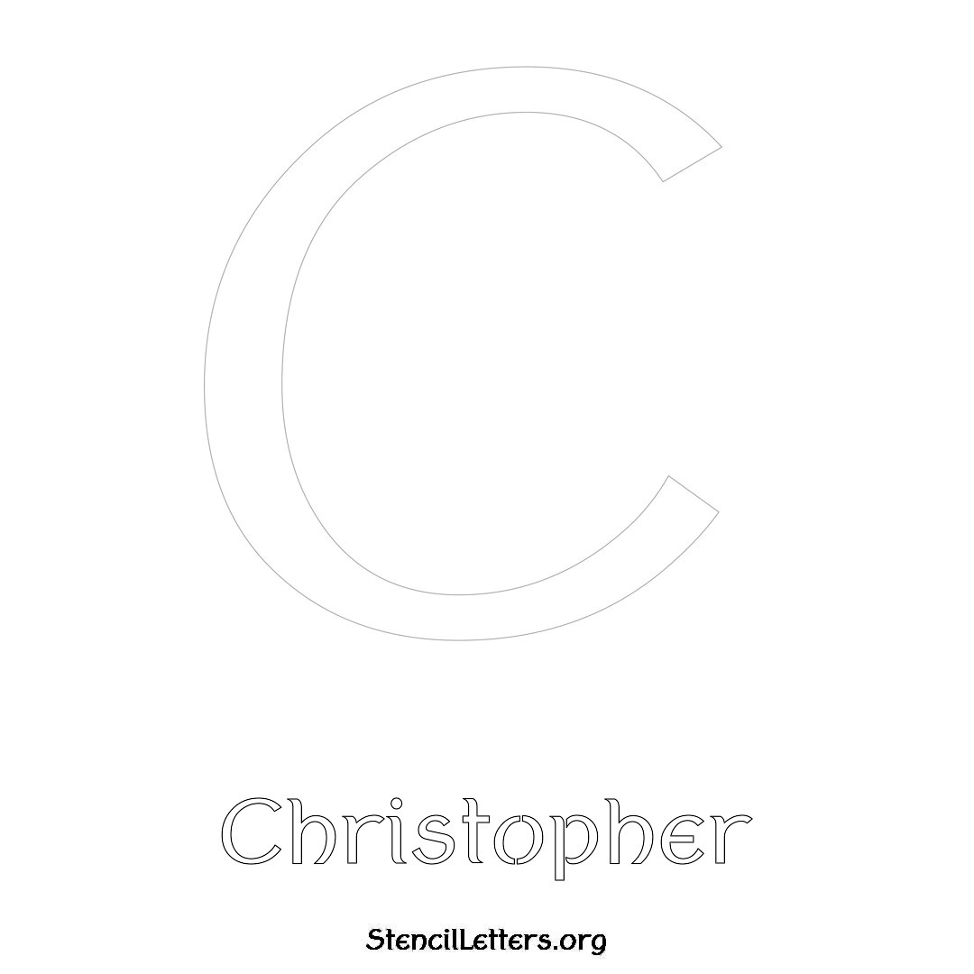 Christopher printable name initial stencil in Ancient Lettering