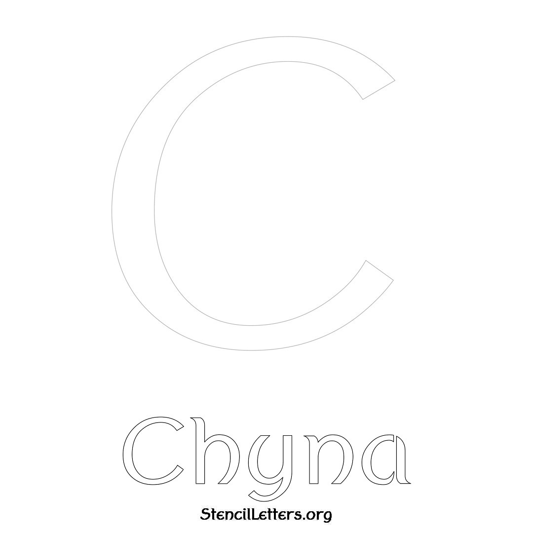 Chyna printable name initial stencil in Ancient Lettering