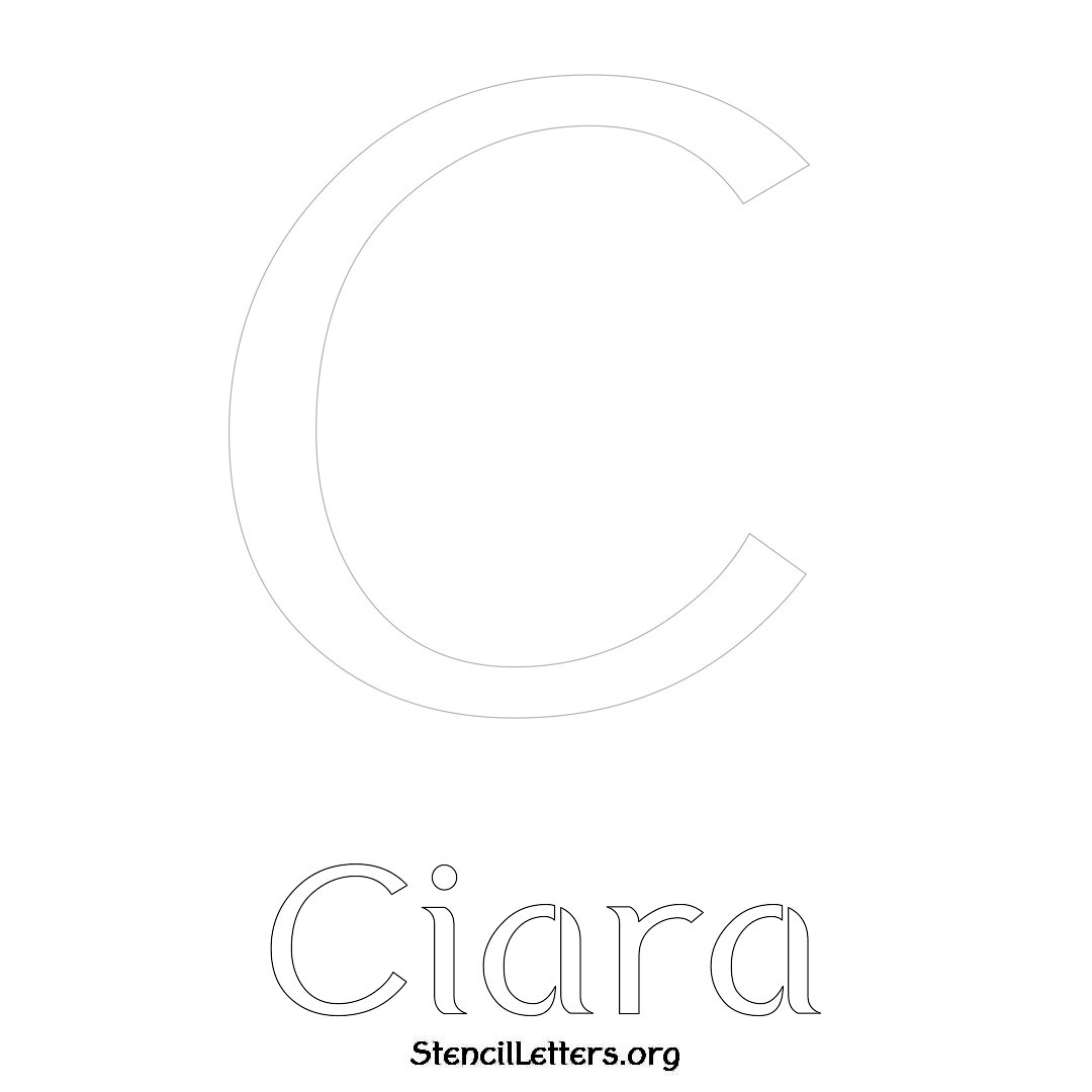 Ciara printable name initial stencil in Ancient Lettering
