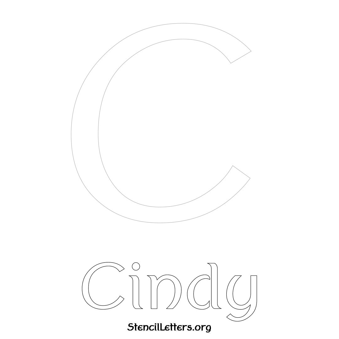 Cindy printable name initial stencil in Ancient Lettering