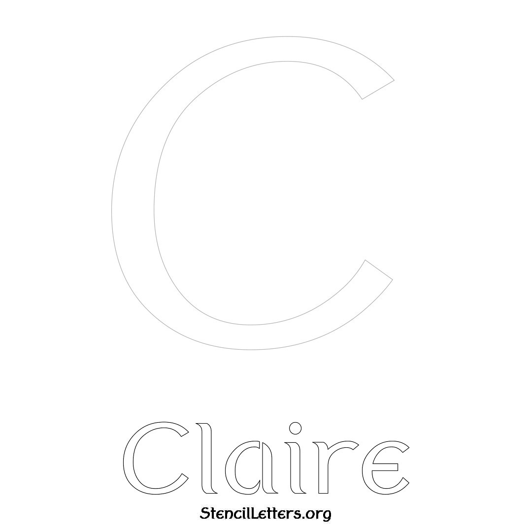 Claire printable name initial stencil in Ancient Lettering