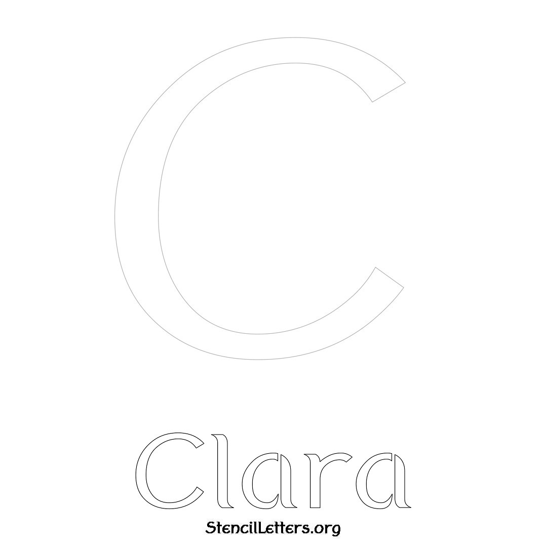 Clara printable name initial stencil in Ancient Lettering