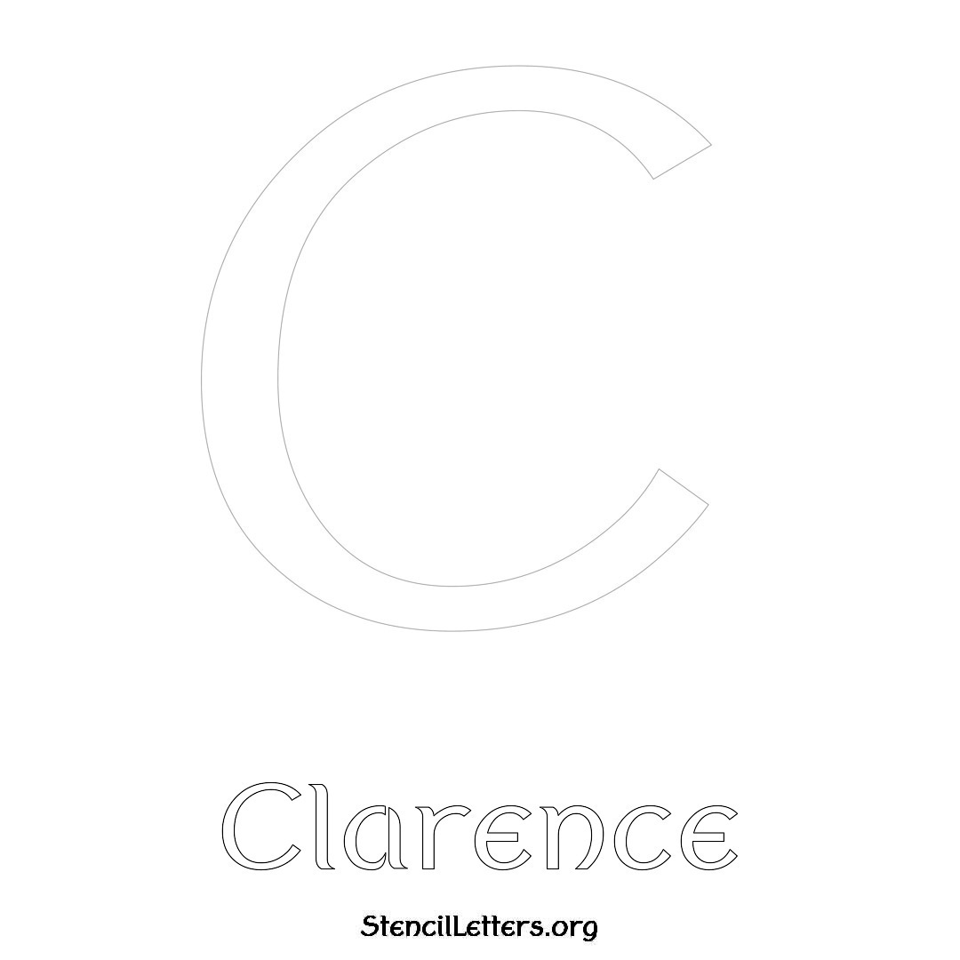 Clarence printable name initial stencil in Ancient Lettering
