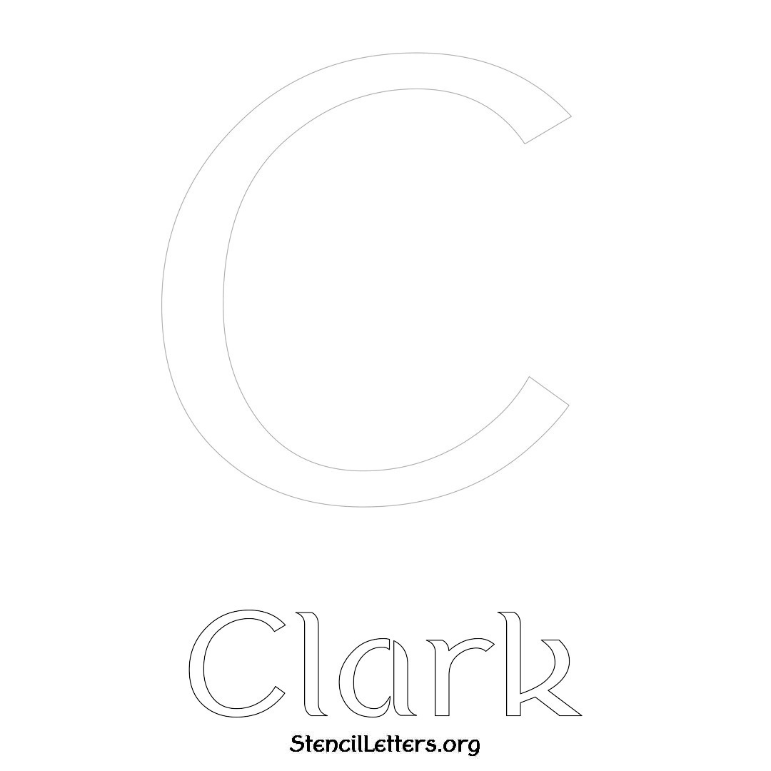 Clark printable name initial stencil in Ancient Lettering