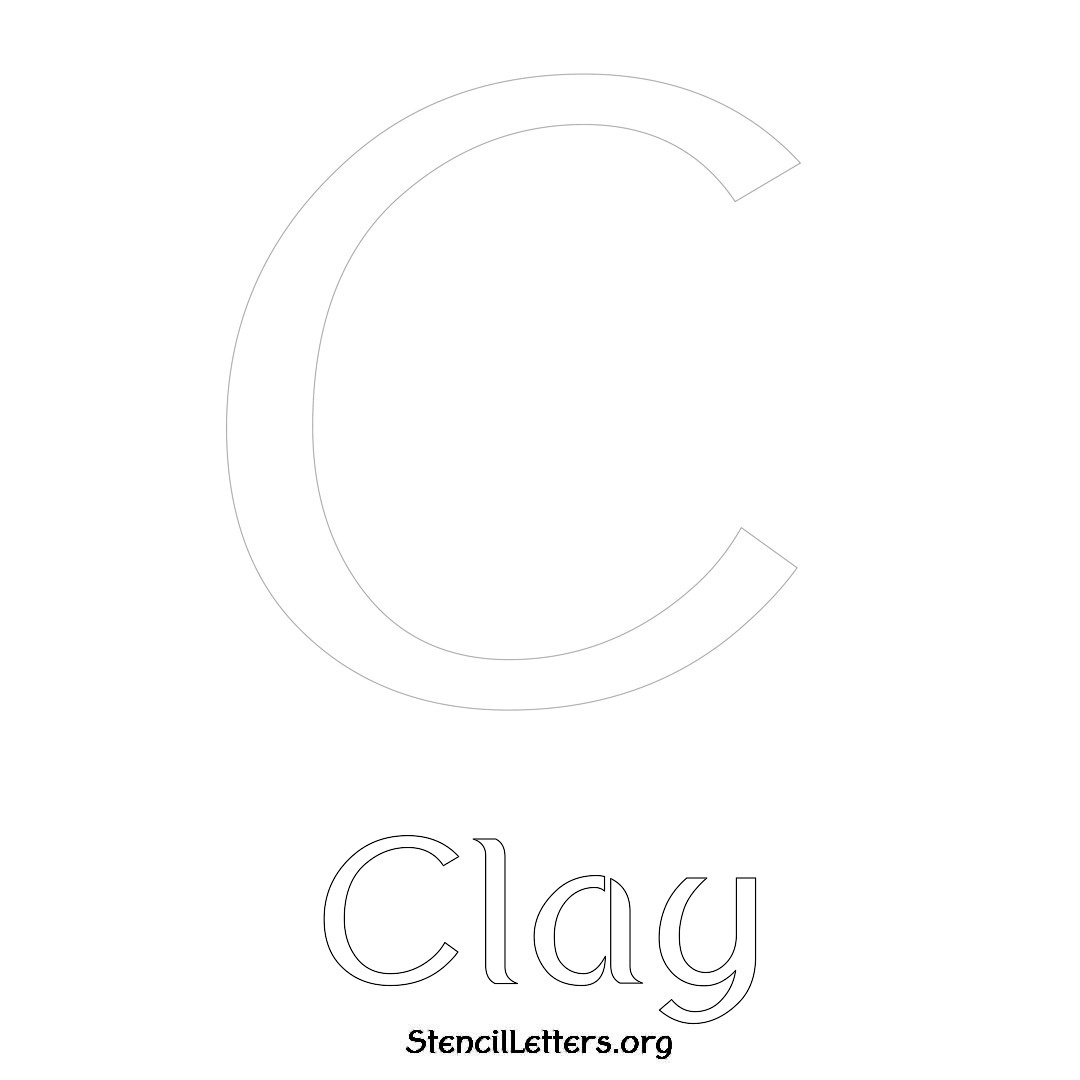 Clay printable name initial stencil in Ancient Lettering