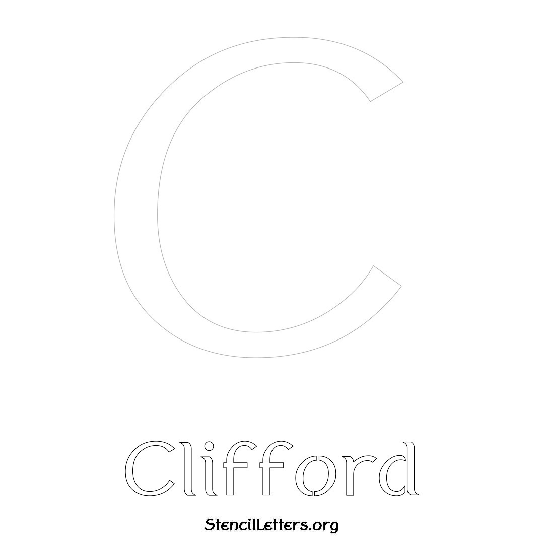 Clifford printable name initial stencil in Ancient Lettering