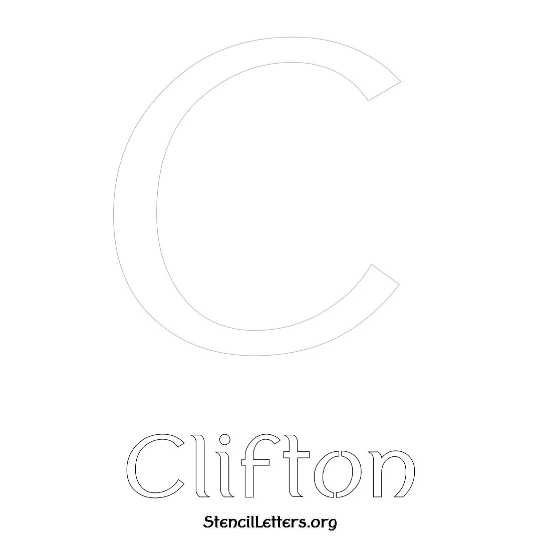 Clifton printable name initial stencil in Ancient Lettering