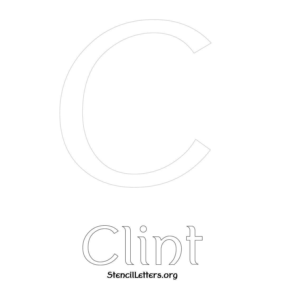 Clint printable name initial stencil in Ancient Lettering