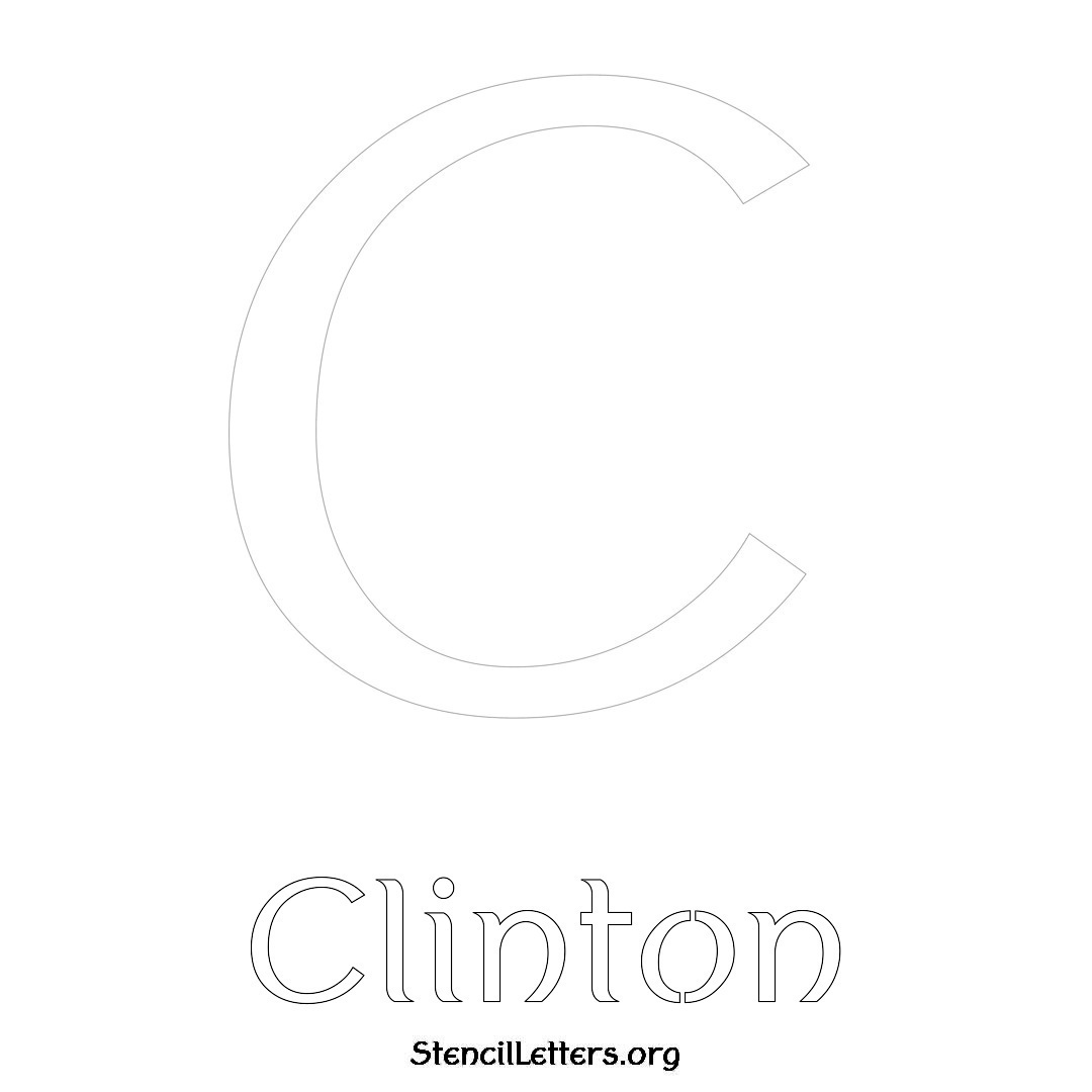 Clinton printable name initial stencil in Ancient Lettering