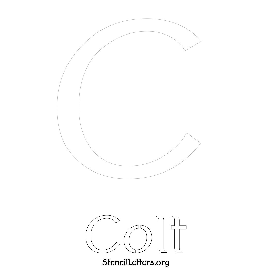 Colt printable name initial stencil in Ancient Lettering