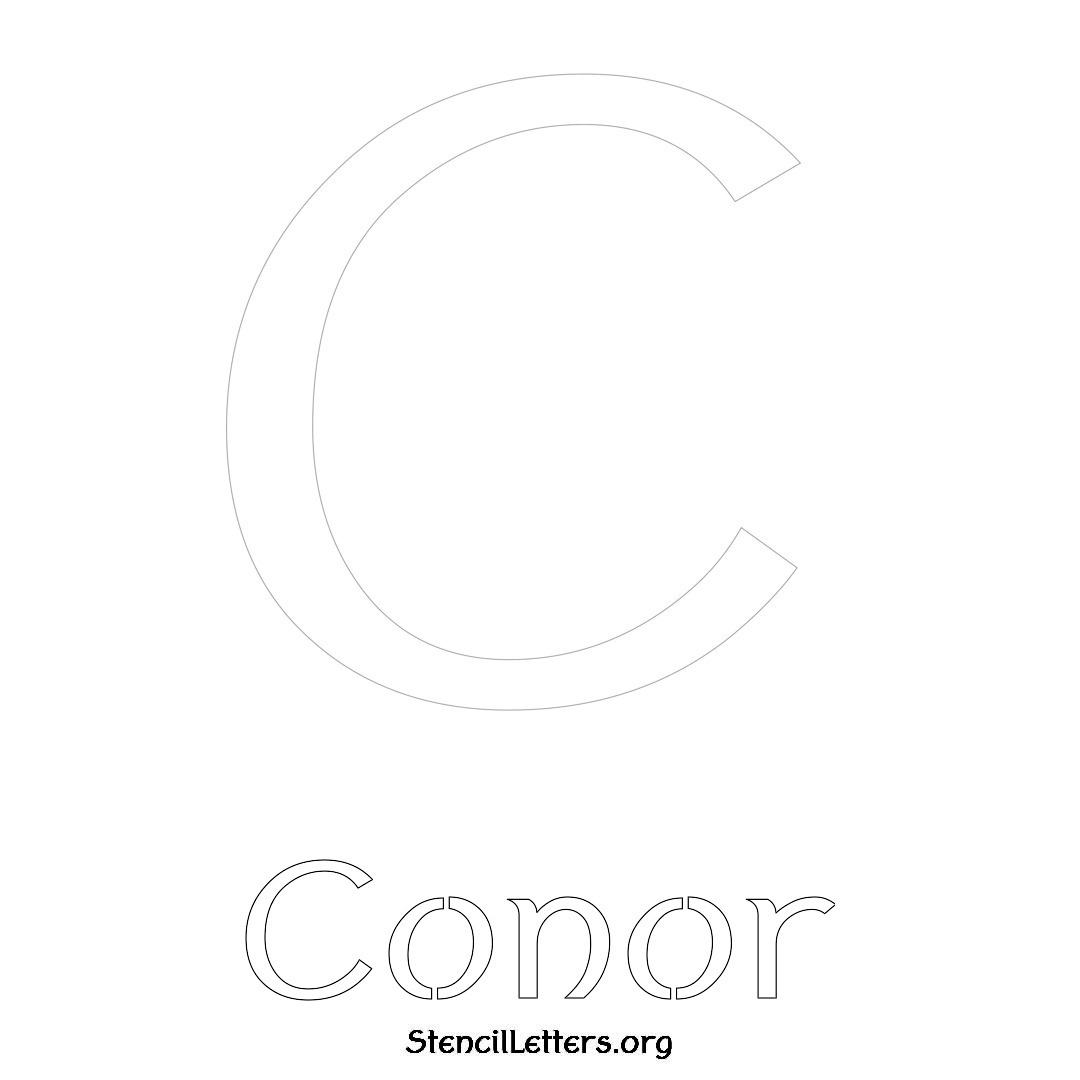 Conor printable name initial stencil in Ancient Lettering