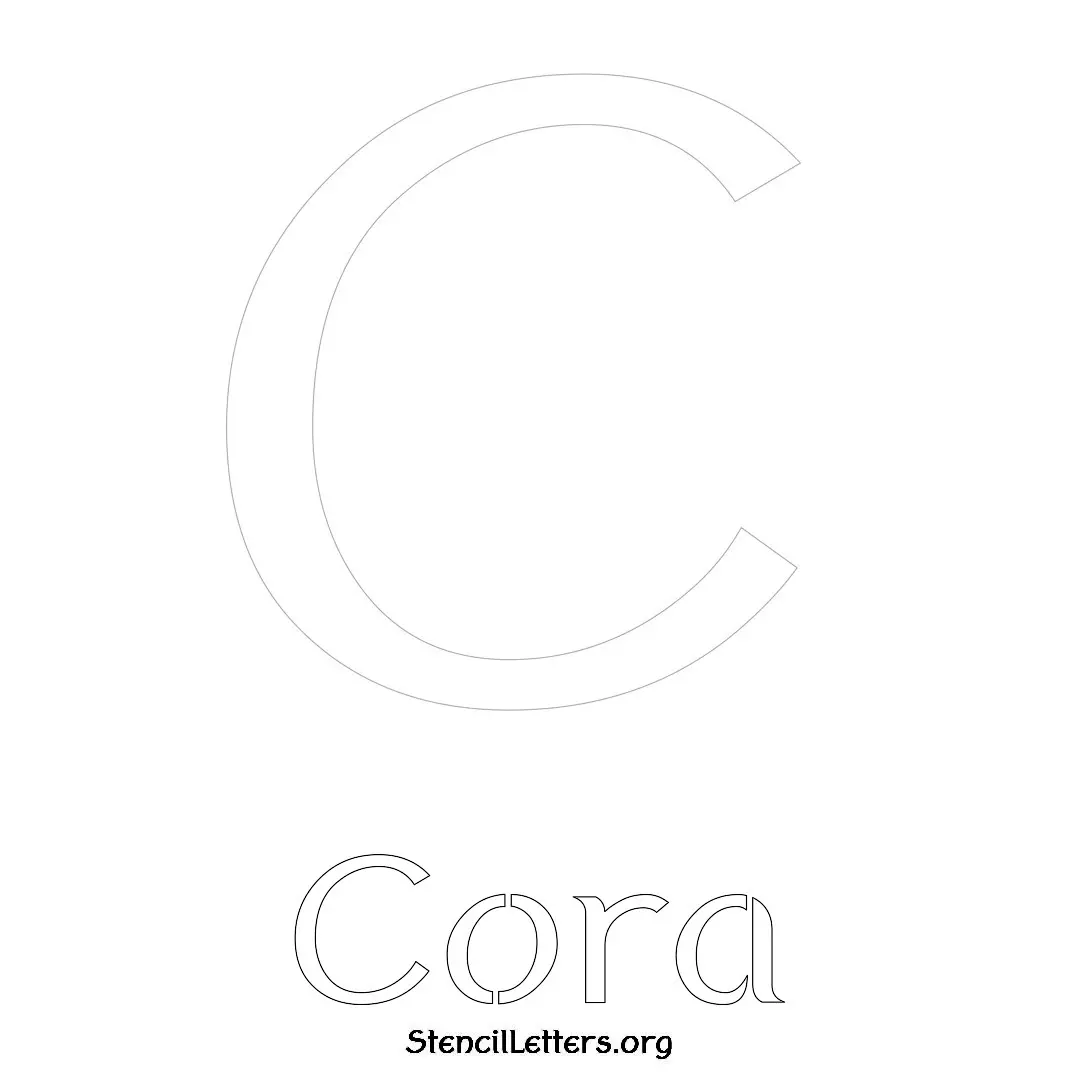 Cora Free Printable Name Stencils with 6 Unique Typography Styles and Lettering Bridges