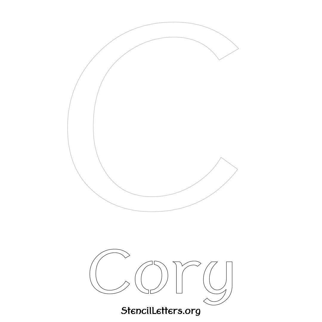 Cory printable name initial stencil in Ancient Lettering