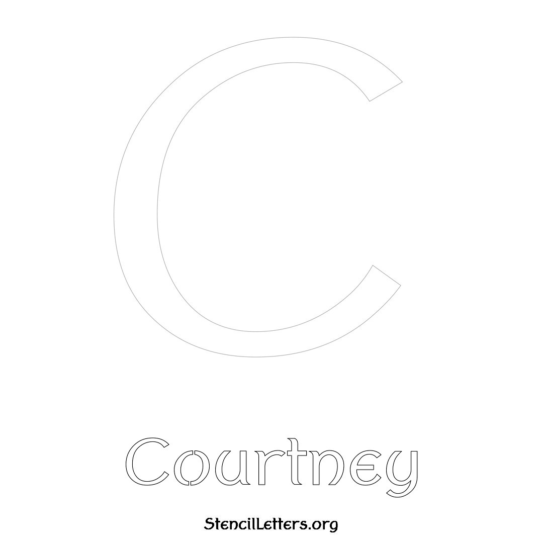 Courtney printable name initial stencil in Ancient Lettering