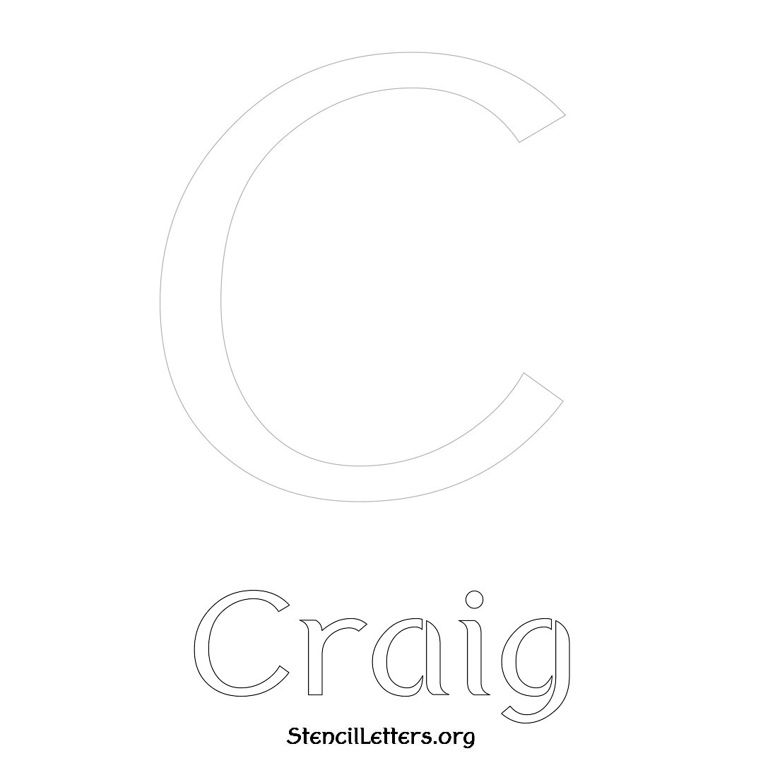 Craig printable name initial stencil in Ancient Lettering