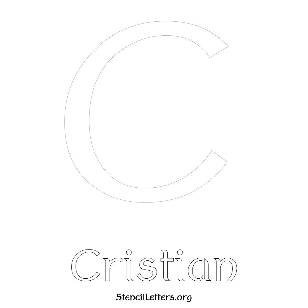 Cristian printable name initial stencil in Ancient Lettering