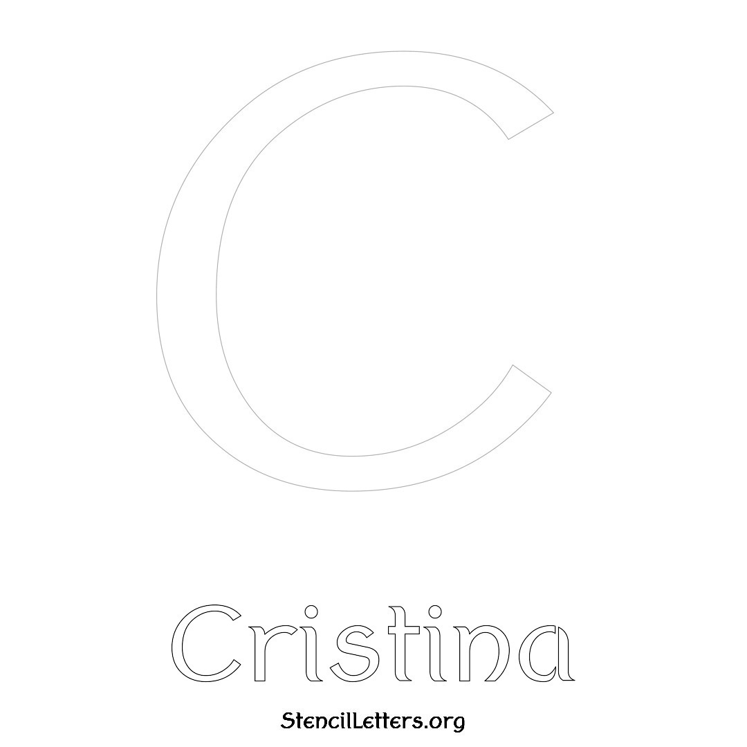 Cristina printable name initial stencil in Ancient Lettering