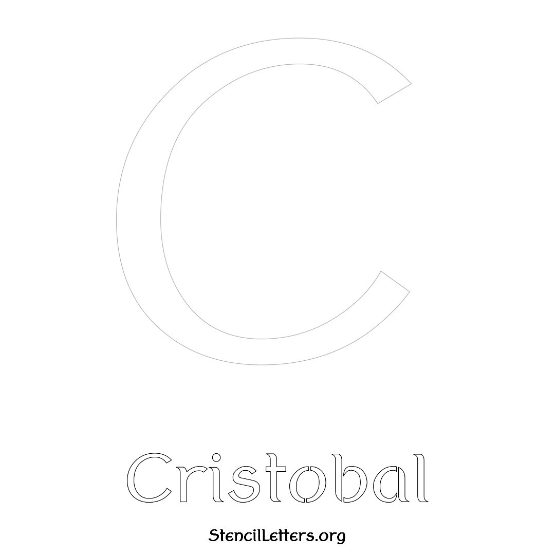 Cristobal printable name initial stencil in Ancient Lettering