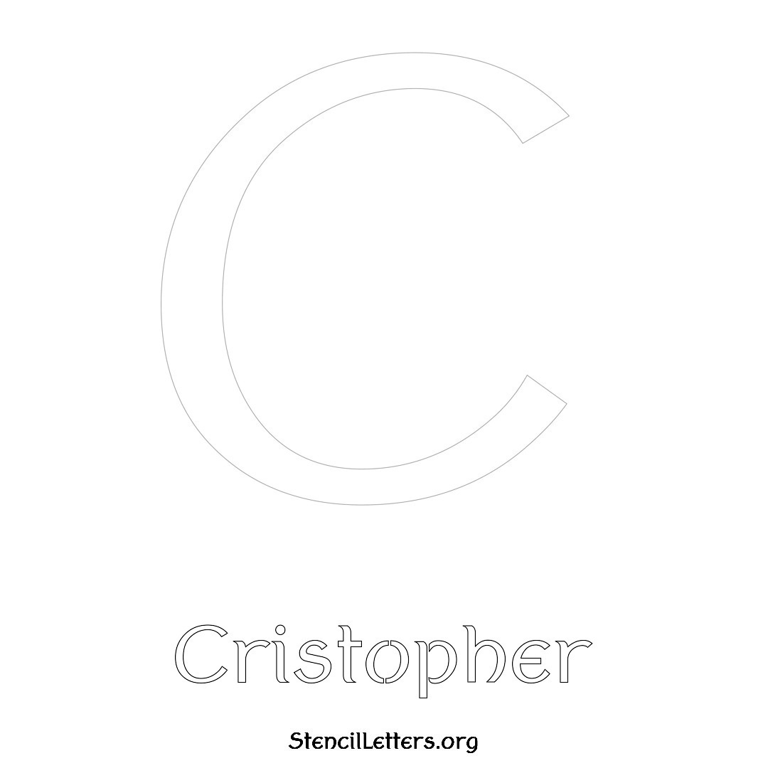 Cristopher printable name initial stencil in Ancient Lettering