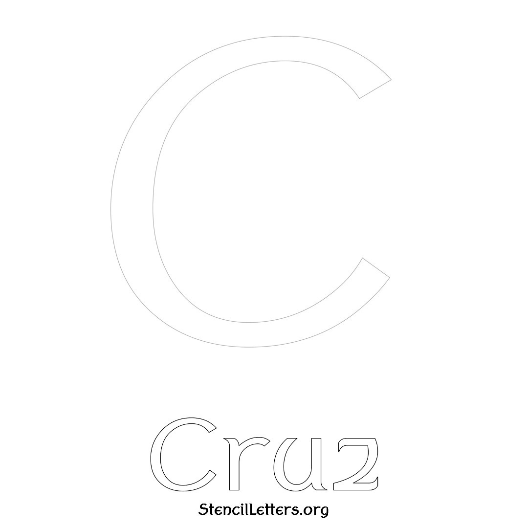 Cruz printable name initial stencil in Ancient Lettering